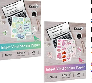 Koala Premium Printable Vinyl Sticker Paper For Inkjet Printers